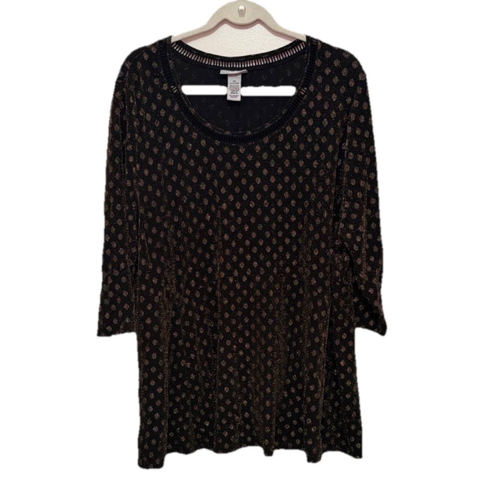 Catherine’s Women's Plus‎ 2X Holiday Party Glitter Polka Dot Flowy Blouse Top